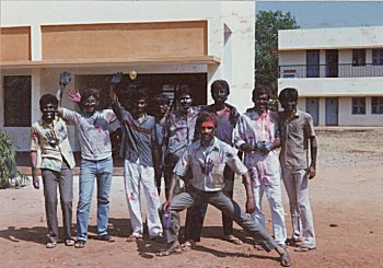 College Students Playing Holi 