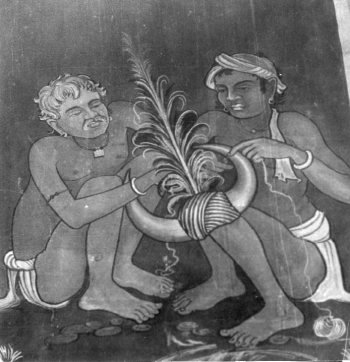 Tribals decorating a head-gear